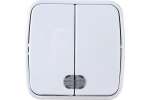 Двухклавишный выключатель STEKKER открытой установки 250В 10А с подсветкой Basic PSW10-32-20 39030