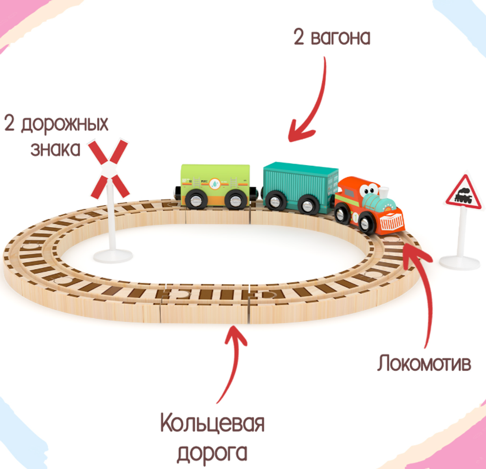 Детский игровой набор "Веселый поезд с кольцевой ж/д" серия "Железные дороги"