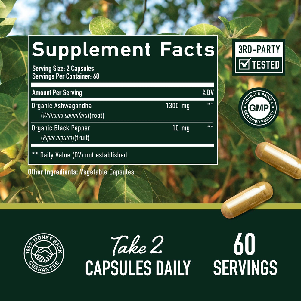SMNutrition, Ашваганда с черным перцем, 120 капсул