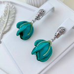 LEFIREL' Серьги серебряные женские "Мэдис" с цветами из муранского стекла / ювелирные украшения из родированного серебра 925