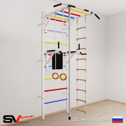 Шведская стенка Sv Sport усиленная 623 (Турник рукоход/Брусья/Канат/Кольца/Лестница)