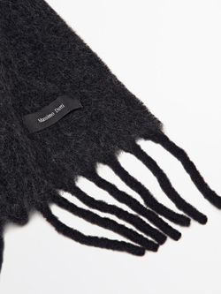 Massimo Dutti Шарф из смесовой шерсти с бахромой, маренго