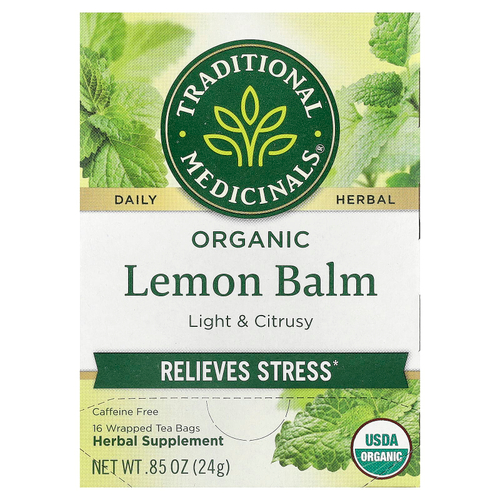 Traditional Medicinals, органическая мелисса, без кофеина, 16 чайных пакетиков, 24 г, (0,85 унции)