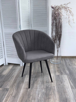 Стул М-City DISAUR Мишель поворотный на поворотный на 360 градусов, B28 темно-серый, Велюр, Черный каркас