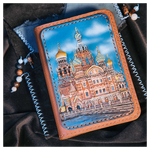 Кожаная обложка на паспорт «Городские мотивы»