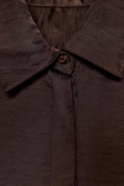 ZARA АТЛАСНАЯ РУБАШКА ZW WOMAN, КОРИЧНЕВЫЙ