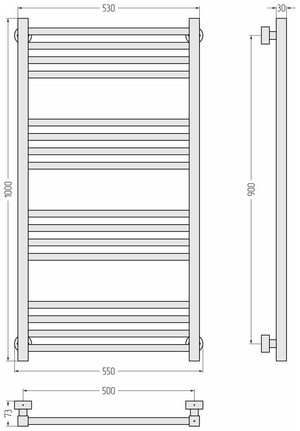 Полотенцесушитель водяной Сунержа Модус PRO 1000x500, полированная сталь 00-0450-1050