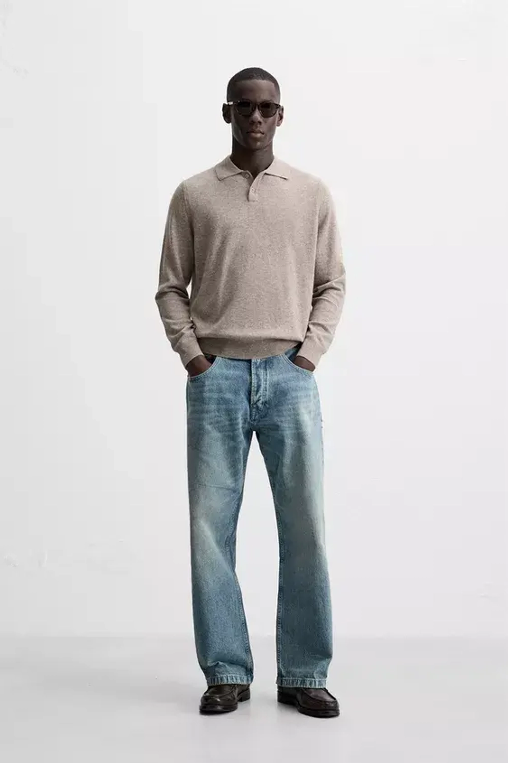 ZARA ПОЛО ИЗ ШЕРСТИ И КАШЕМИРА, РЫЖЕВАТО-КОРИЧНЕВЫЙ