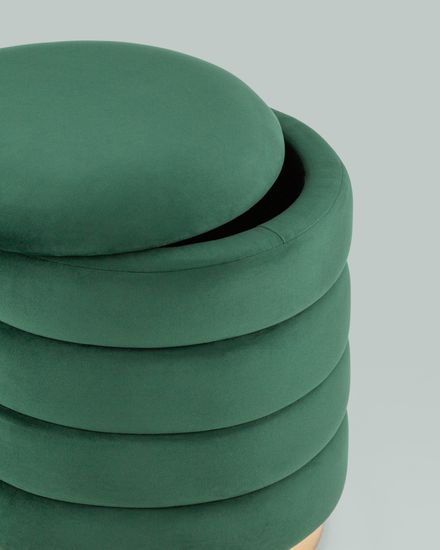 Пуф Франсис с ящиком велюр зелёный