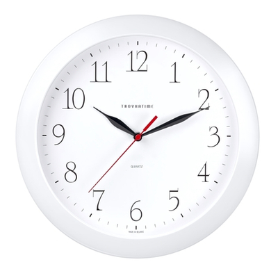 Часы настенные, модель 01, D 290мм, стекло пластик, пластиковый обод, цвет-белый