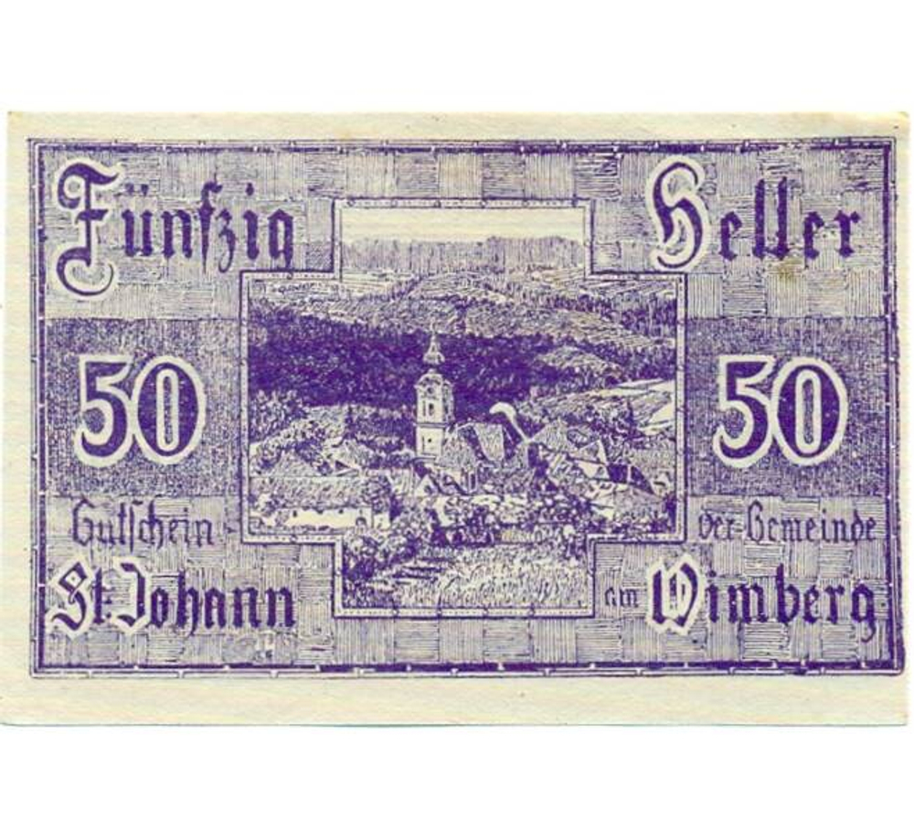 австрия 50 геллеров 1920 Санкт-ам-Вимберг aUNC