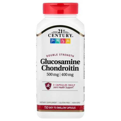 21st Century, глюкозамин и хондроитин, 150 капсул, которые легко глотать