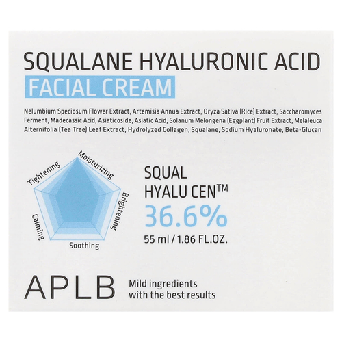 APLB, Крем для лица со скваланом и гиалуроновой кислотой, 55 мл (1,86 жидк. Унции)