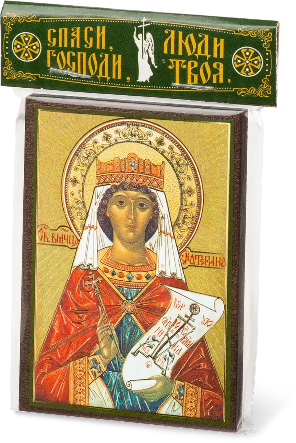 Икона "Екатерина Александрийская" 6х9 на МДФ-6