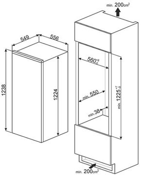 Встраиваемый холодильник Smeg SD7185CSD2P1