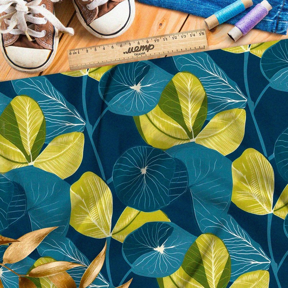 Ткань премиум дюспо эффектные крупные листья