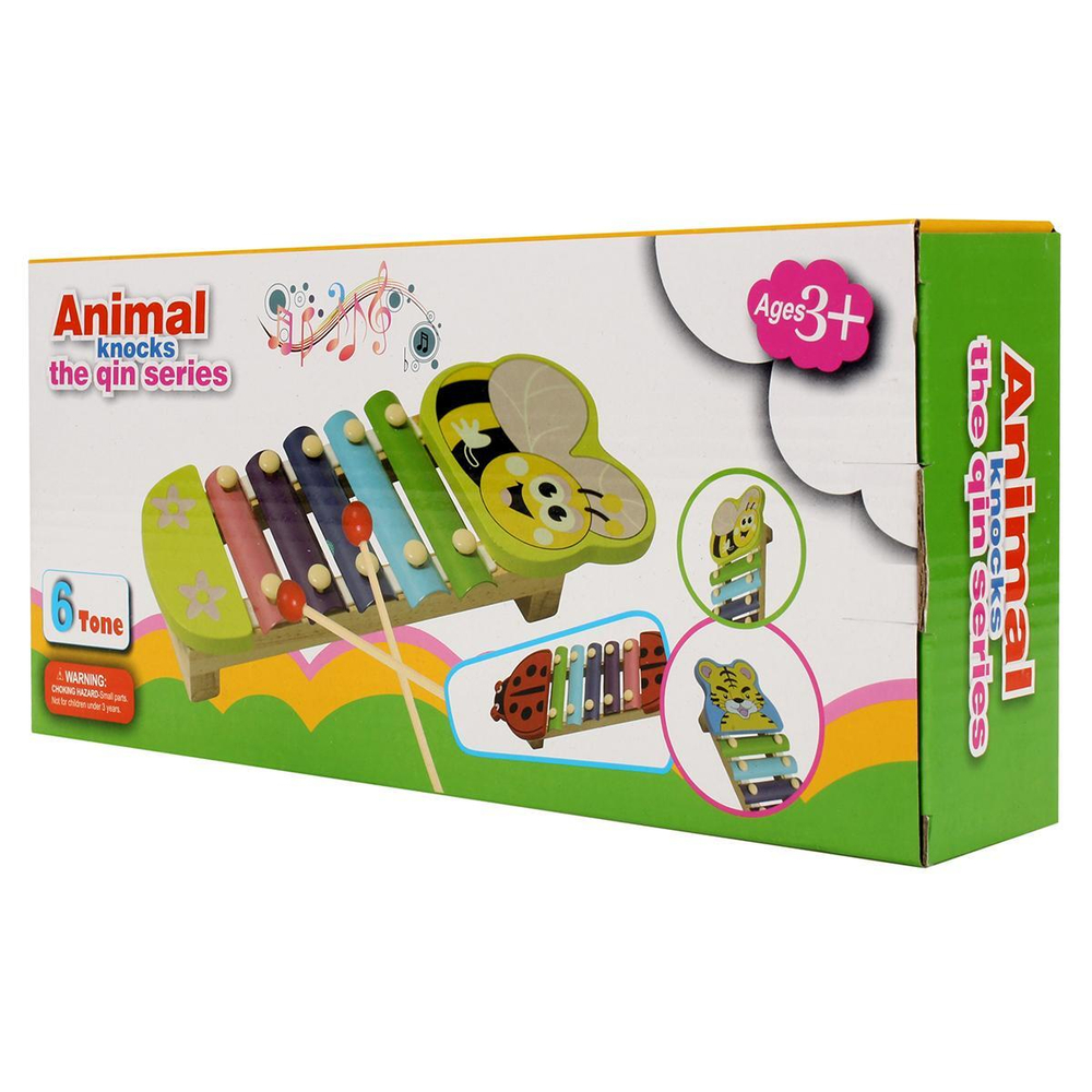 Металлофон деревянный животные 8 звуков, C-41927