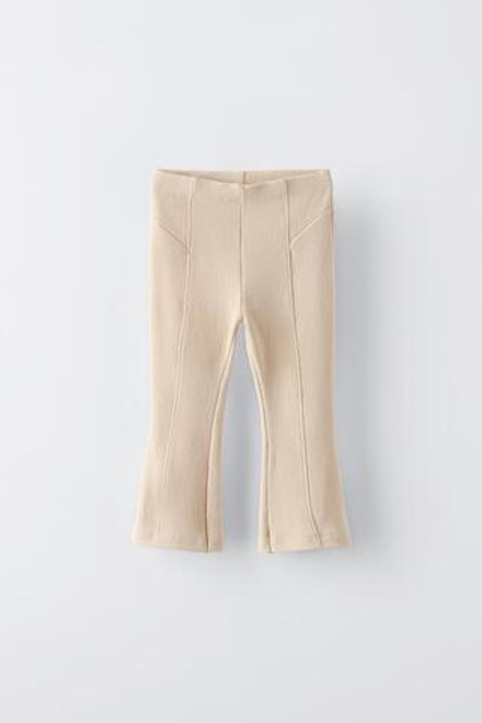 ZARA ЛЕГИНСЫ FLARE ИЗ ТКАНИ ОТТОМАН, ЭКРЮ