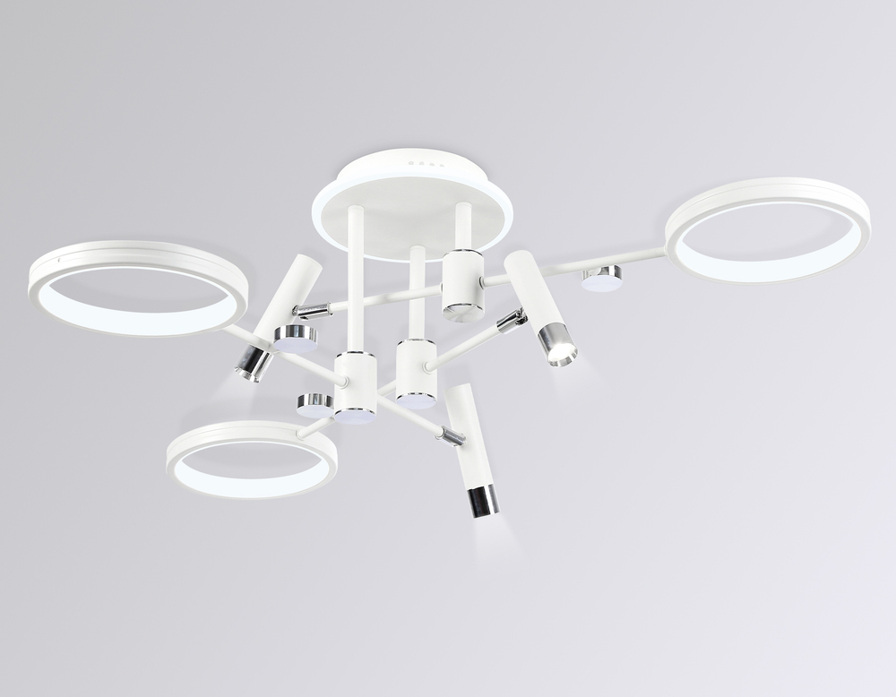 Потолочный светодиодный светильник с пультом управления FL51646/3+3 WH/CH белый/хром 76W 3000K-6400K D700*300 (ПДУ ИК)