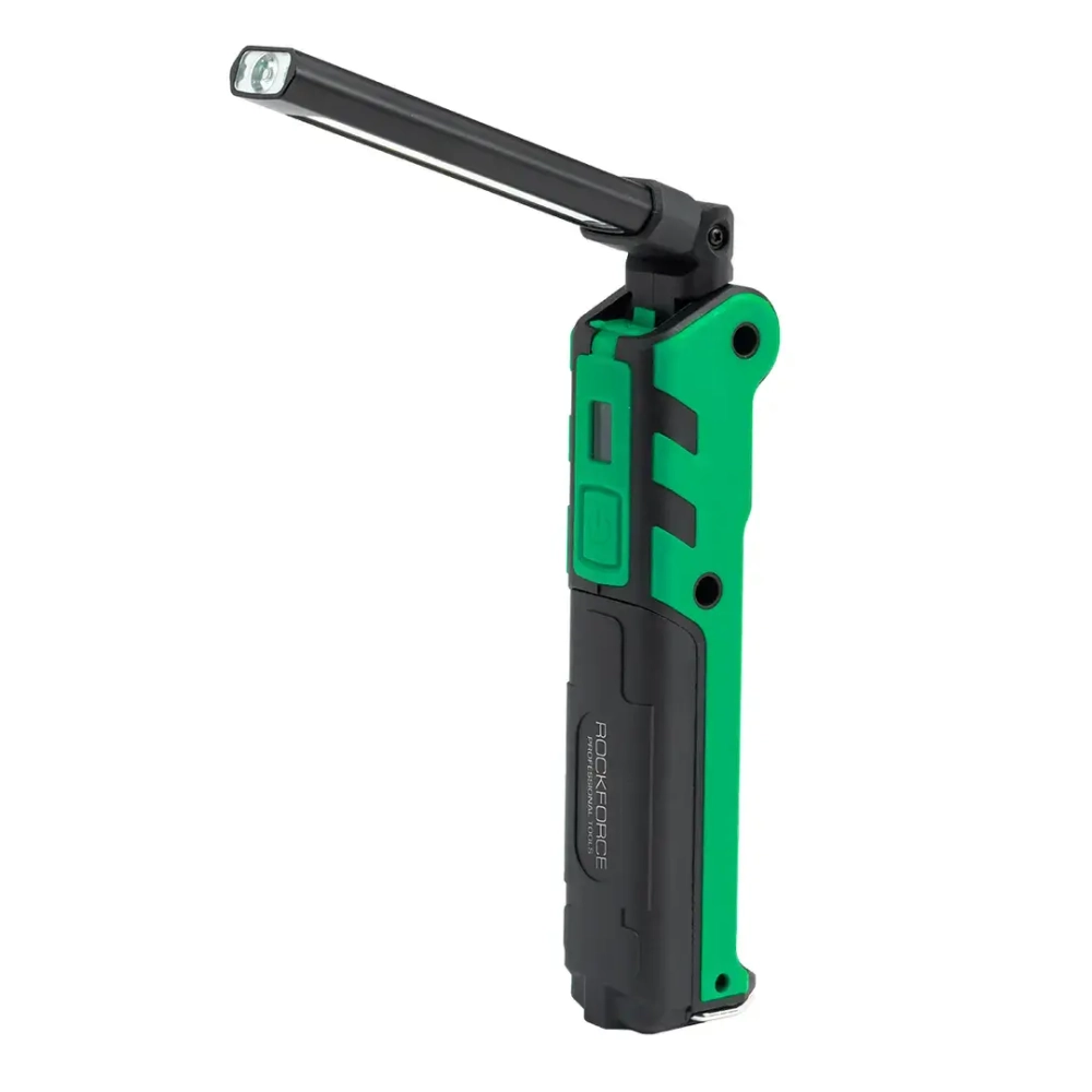 Лампа светодиодная аккумуляторная с магнитом(5W/3WCOB,150/360Lumen,3.7V,2000mAh,t зарядки 4ч,USB провод,защита гнезда зарядки,поворотная 270гр) RockForce##Rock FORCE RF-EL2301