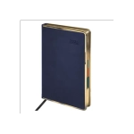 Ежедневник датированный 2026 А5 148х218 мм, GALANT "Infinity Gold", под кожу, темно-синий, 117503