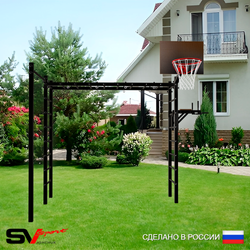 Уличная шведская стенка Sv Sport рукоход с комплектом турник прямой У5452К (Брусья/Щит баскет)