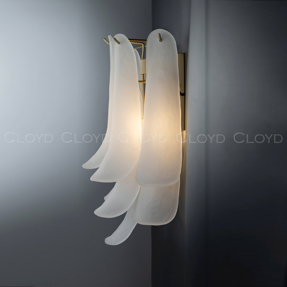 Бра Cloyd AZORES-A W2 / выс. 42 см - латунь светл. - белое матовое стекло (арт.20470)