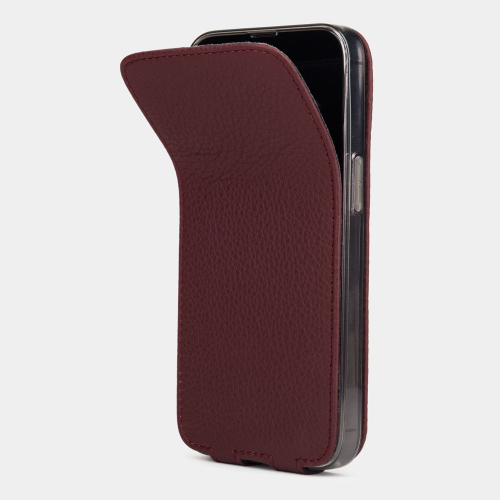 Чехол для iPhone 14 Plus из кожи теленка, бордового цвета