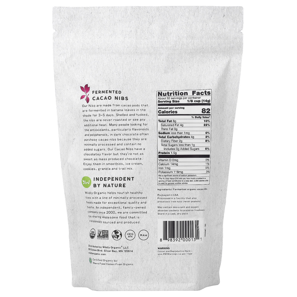 Wildly Organic, ферментированные какао-бобы, 454 г (16 унций)
