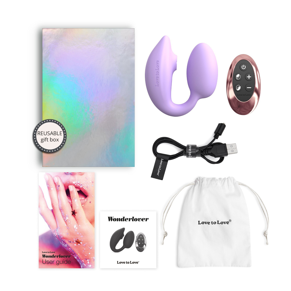 Cтимулятор клитора и зоны G с пультом для пары Love to love WONDERLOVER - VIVA MAUVE