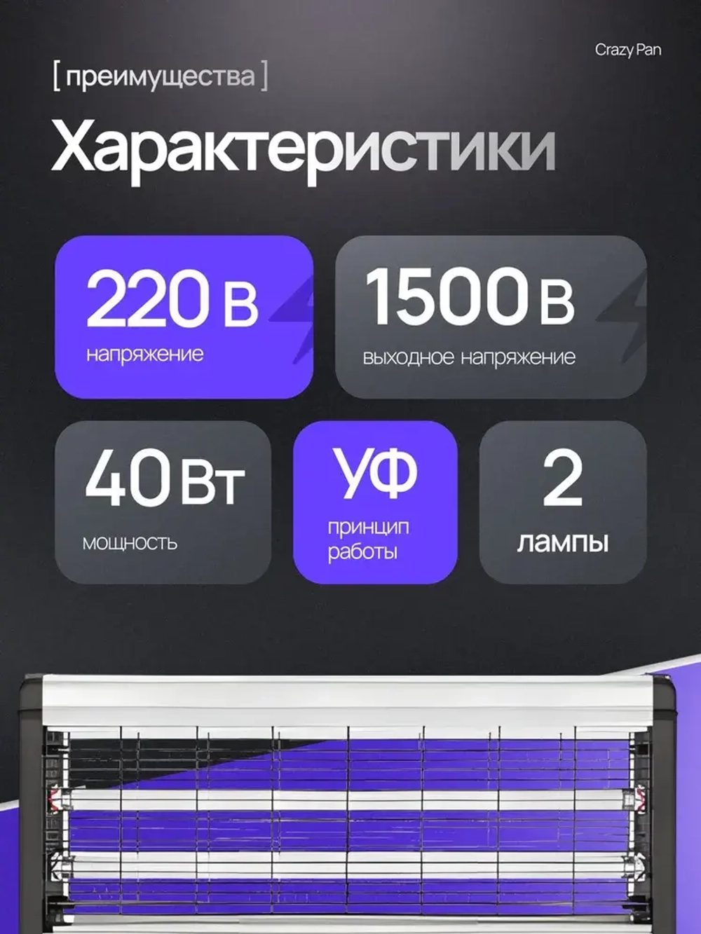 Лампа инсектицидная Crazy Pan CP-LIN150