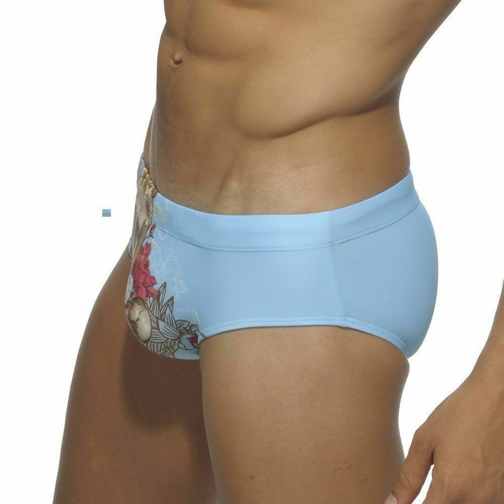 Мужские плавки брифы голубые с принтом Addicted