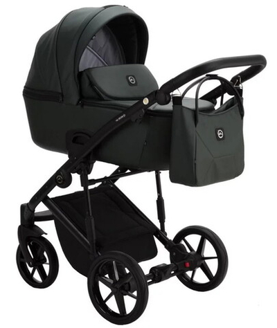 Детская коляска Adamex Mobi Deluxe 2 в 1 M-SA29 (ТЕМНО-ЗЕЛЕНАЯ КОЖА)