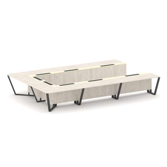 Steel Meet Стол переговорный П-образный KMK-PR.B.SP-15P Денвер Светлый/Ваниль Глянец/Металл Антрацит