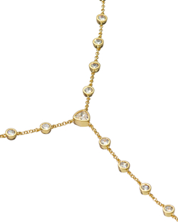 Сет колье: длинная цепочка крест, подвеска каплевидные цирконы, золото