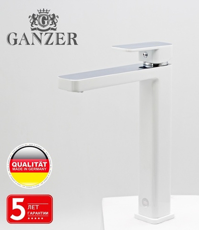 12016-F Смеситель для умыв. (ВЫСОКИ БЕЛЫЙ) "GANZER"  (10/1шт)