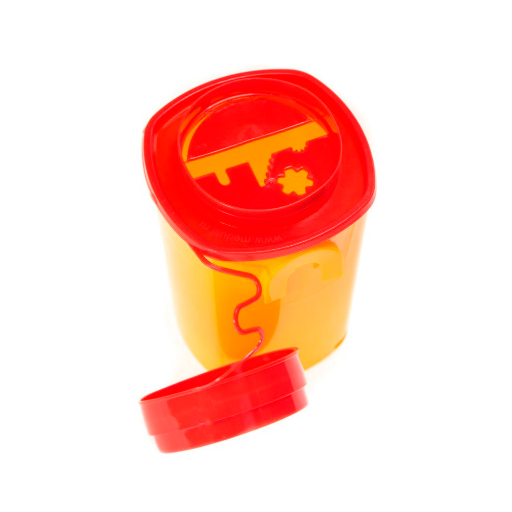 Контейнер для утилизации игл Инновация класс Б 0,5 л, высота 14 см квадратный жёлтый