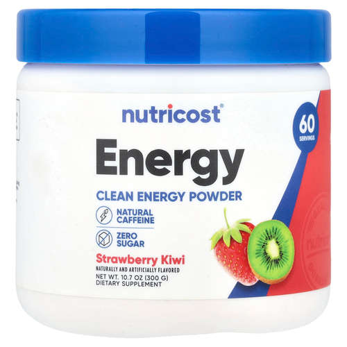 Nutricost, Energy, Clean Energy, порошок, клубника и киви, 300 г (10,7 унции)