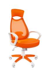 Офисное кресло Chairman 840 Россия белый пластик TW16\TW-66 оранжевый, крестовина Гейм