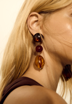 STRADIVARIUS Серьги-подвески из бисера, горчичный