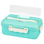 Ланч-бокс контейнер, 1 секция, 3 отделения, 1,4 л, ложка, вилка, 8х21х14 см, мятный, JOYLUX (ДЖОЙЛЮКС) ECO, 609344