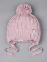 Шапка для девочки осенняя вязаная на завязках