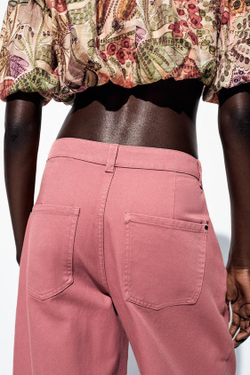 ZARA ДЖИНСЫ Z1975 СО СКЛАДКАМИ И СРЕДНЕЙ ПОСАДКОЙ, МАРСАЛА