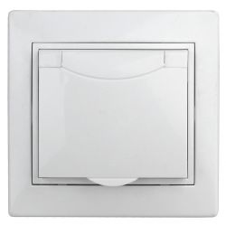 Розетка Intro Plano 1-207-01 с заземлением 2P+E Schuko с крышкой шторками, 16А-250В, IP20, СУ, белый | Intro Plano Белый