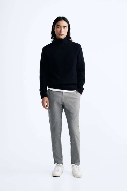 ZARA БРЮКИ SLIM FIT COMFORT, СЕРЫЙ