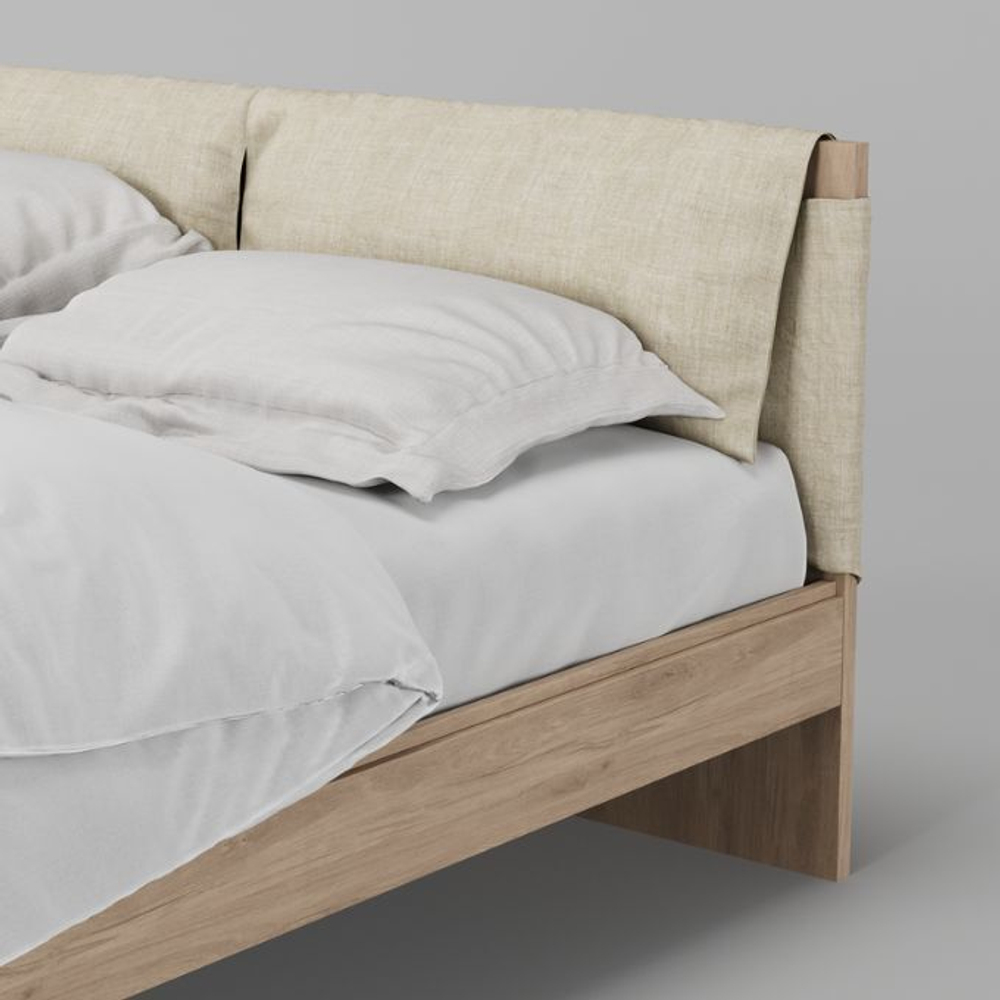 Кровать с мягким изголовьем Иконс 160x200 (беленый дуб)