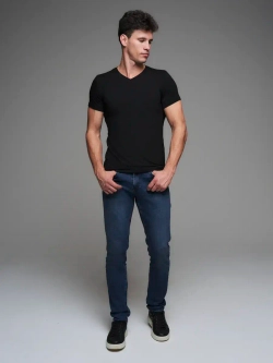 Футболка V-вырез однотонная облегающая