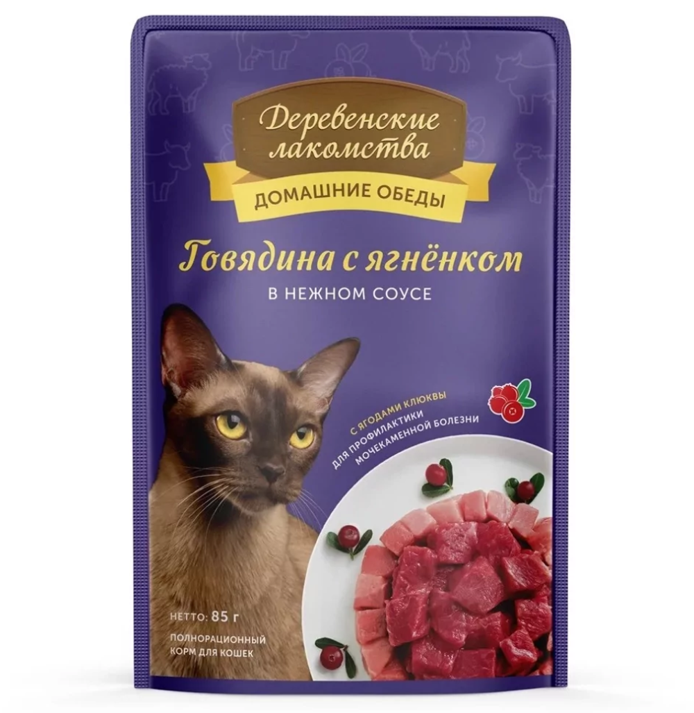Деревенские лакомства корм консервированный для кошек домашние обеды в соусе пауч