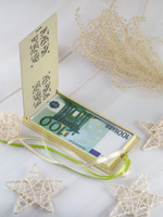 Купюрница деревянная, покраска акрил, с атласной леной, артикул КДХ-016