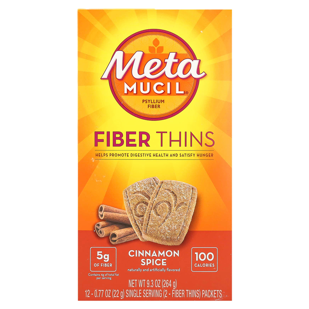 Metamucil, Fiber Thins, корица, 12 пакетиков по 22 г (0,77 унции)